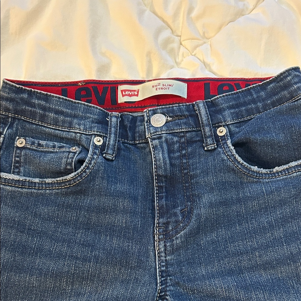 511 Levi's Slim Blue Jeans with Red Waistband